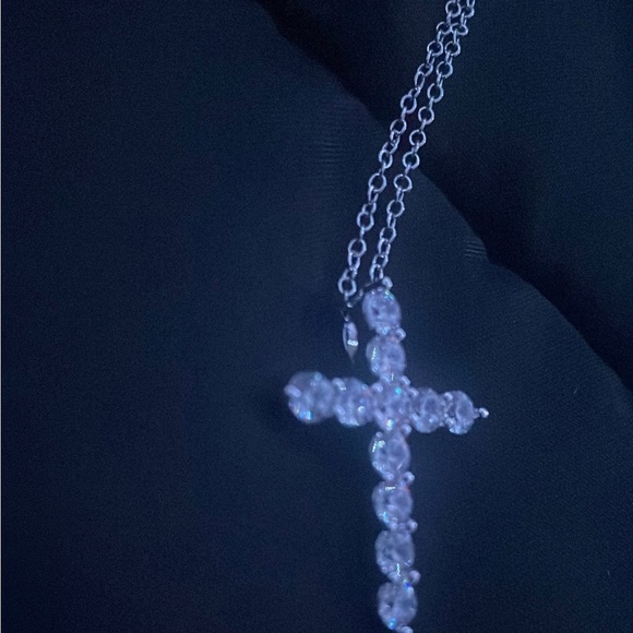 CZ Diamond Cross Pendant & Necklace - Picture 5 of 5